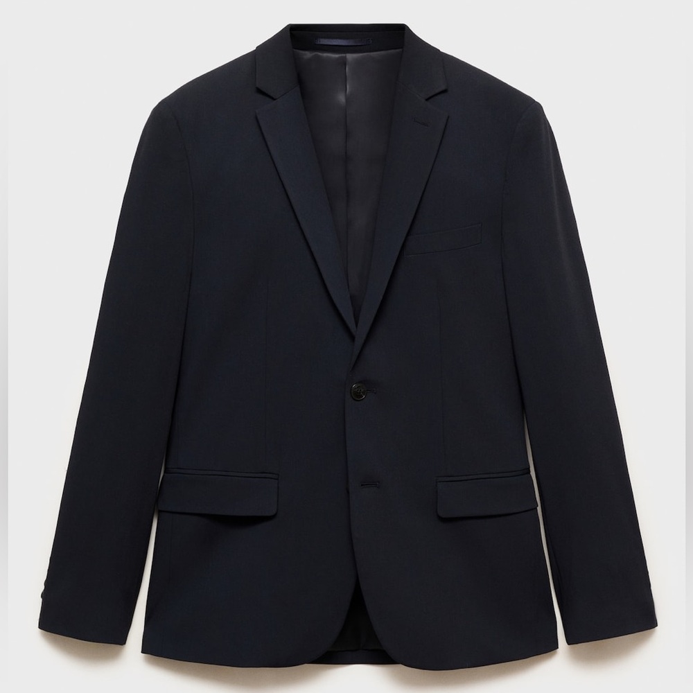 Mango SUPER SLIM-FIT SUIT JACKET IN STRETCH FABRIC Black Size 42 NWT